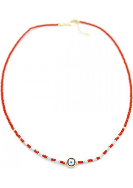 Boncuk Göz Kolye - Kırmızı