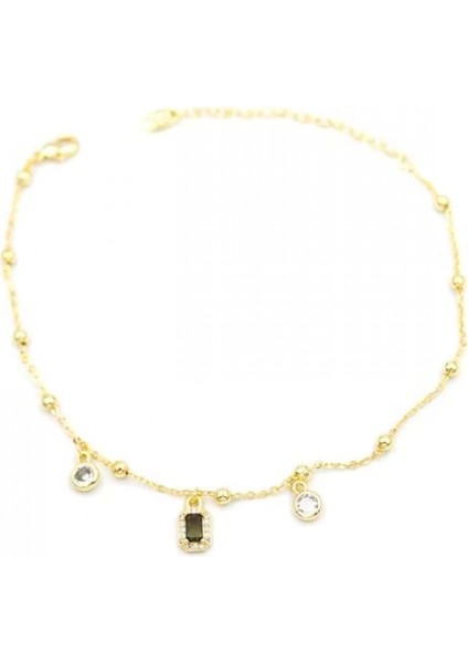 Renkli Taşlı Halhal - Siyah