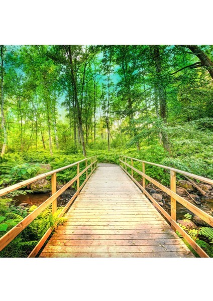 3 Boyutlu, Ahşap Köprü Duvar Kağıdı, Orman Desenli, Yeşil Renkli, Doğa Manzara, Salon Duvar Kağıdı fırsatları