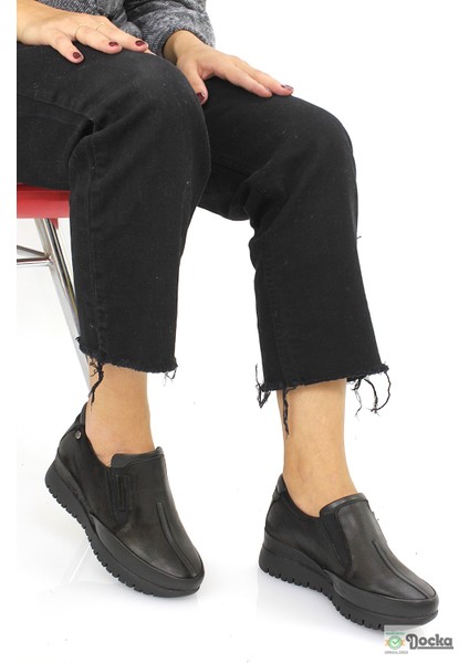 Kadın Dolgu Topuk Klasik Hakiki Deri Ortopedik Günlük Ayakkabı M26/KA3680