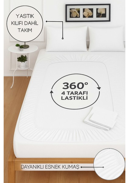 Mirava Premium %100 Pamuk Penye Lastikli Tek Kişilik Çarşaf Takımı (1 Yastık Kılıfı Dahil) Beyaz 100X200CM fiyatları