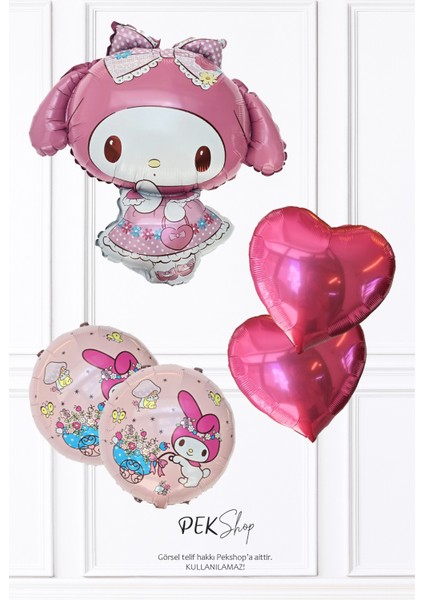 Pembe Kuromi Folyo Balon Seti 5li Kuromi Tema Balonlar modelleri