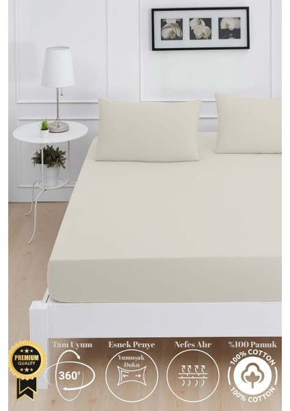 Mirava Premium %100 Pamuk Penye Lastikli Tek Kişilik Çarşaf Takımı (1 Yastık Kılıfı Dahil) Açık Gri 100X200CM