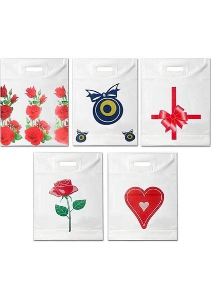 Desenli El geçme Poşet 12X17 cm 100 Lü (1 Paket 100 Adet)