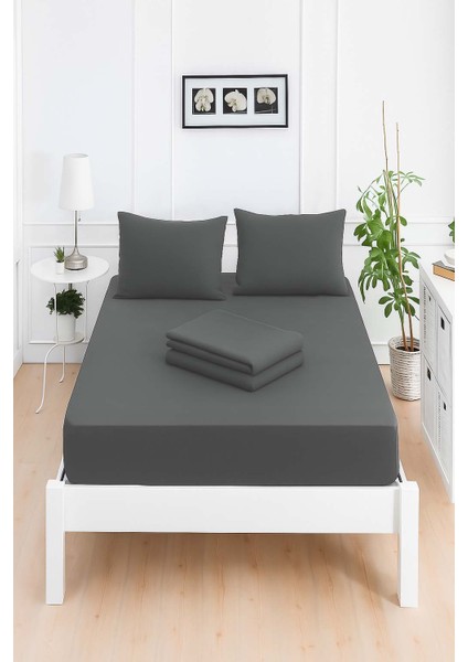 Mirava Premium %100 Pamuk Penye Lastikli Tek Kişilik Çarşaf Takımı (1 Yastık Kılıfı Dahil) Antrasit 100X200CM fiyatları