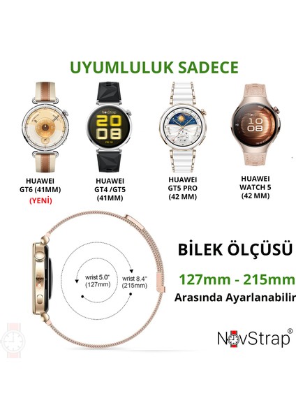 Huawei Watch GT6 41mm GT4 41mm GT5 41mm GT5 Pro 42mm ile Uyumlu Kordon (18mm) Çift Mıknatıslı Lansman Metal Hasır Çelik Kayış