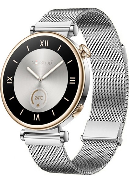 Huawei Watch GT6 41mm GT4 41mm GT5 41mm GT5 Pro 42mm ile Uyumlu Kordon (18mm) Çift Mıknatıslı Lansman Metal Hasır Çelik Kayış