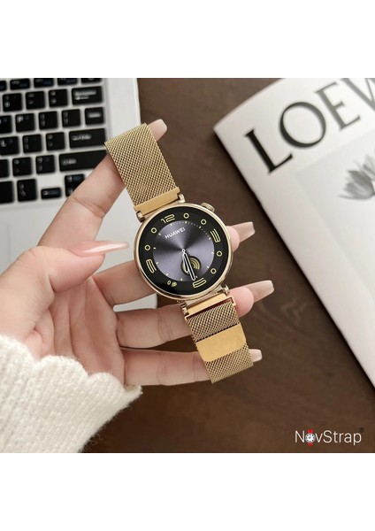 Huawei Watch GT6 41mm GT4 41mm GT5 41mm GT5 Pro 42mm ile Uyumlu Kordon (18mm) Çift Mıknatıslı Lansman Metal Hasır Çelik Kayış