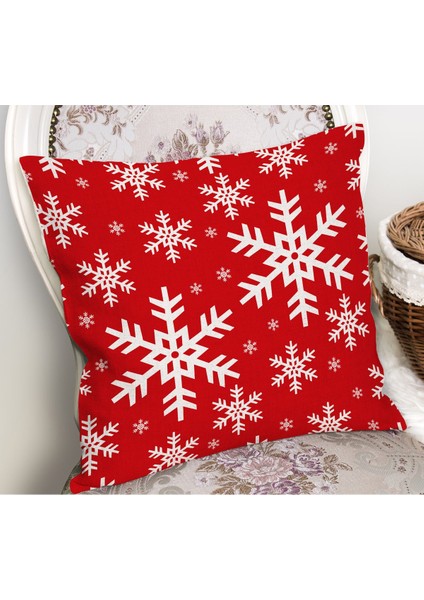 Noel Snowflake Kırmızı Kar Taneli Yılbaşı Dekoratif Kırlent Kılıfı 50X50 cm Polyester Raşel fiyatları