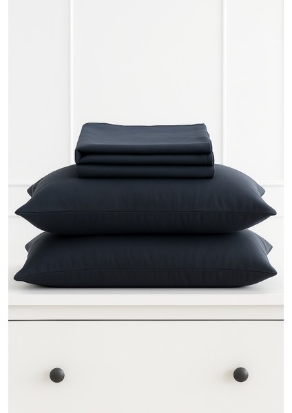 Mirava Premium %100 Pamuk Penye Lastikli Çift Kişilik Çarşaf Takımı (2 Yastık Kılıfı Dahil) Siyah 140X200CM fırsatları