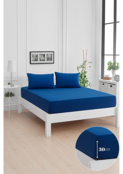 Mirava Premium %100 Pamuk Penye Lastikli Tek Kişilik Çarşaf Takımı (1 Yastık Kılıfı Dahil) Lacivert 100X200CM fiyatları