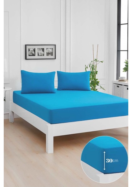 Mirava Premium %100 Pamuk Penye Lastikli Tek Kişilik Çarşaf Takımı (1 Yastık Kılıfı Dahil) Turkuaz 100X200CM modelleri