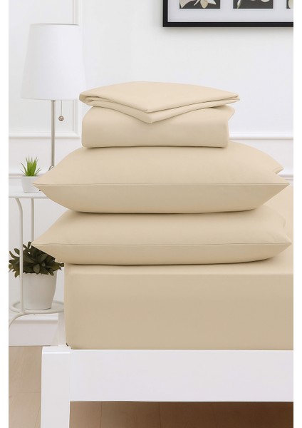 Mirava Premium %100 Pamuk Penye Lastikli Çift Kişilik Çarşaf Takımı (2 Yastık Kılıfı Dahil) Bej 140X200CM indirimleri