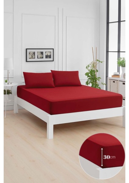Mirava Premium %100 Pamuk Penye Lastikli Tek Kişilik Çarşaf Takımı (1 Yastık Kılıfı Dahil) Bordo 100X200CM modelleri