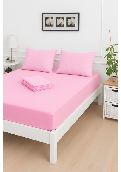 Mirava Premium %100 Pamuk Penye Lastikli Tek Kişilik Çarşaf Takımı (1 Yastık Kılıfı Dahil) Pembe 100X200CM fırsatları