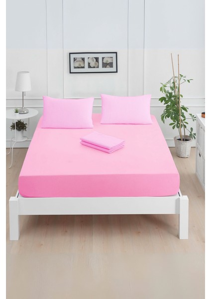 Mirava Premium %100 Pamuk Penye Lastikli Tek Kişilik Çarşaf Takımı (1 Yastık Kılıfı Dahil) Pembe 100X200CM indirimleri