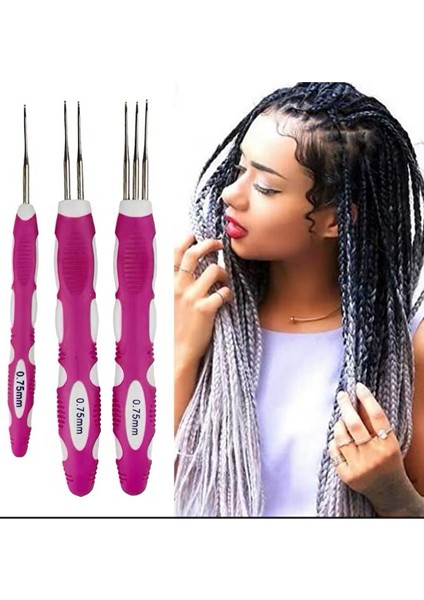 0.75 mm Saç Örgü Kilitleme, Nakış ve Dokuma Tıgı 3'lü ( G-150 ) indirimleri