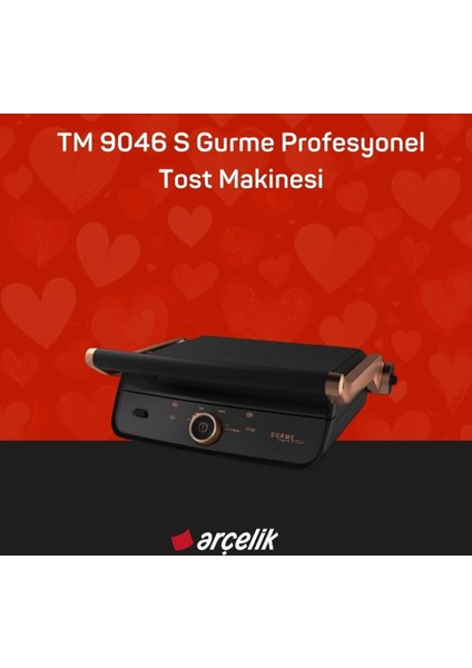 Döküm Plakalarıyla Çift Taraflı Tm 9046 S Gurme 2400 W Tost Makinesi Siyah