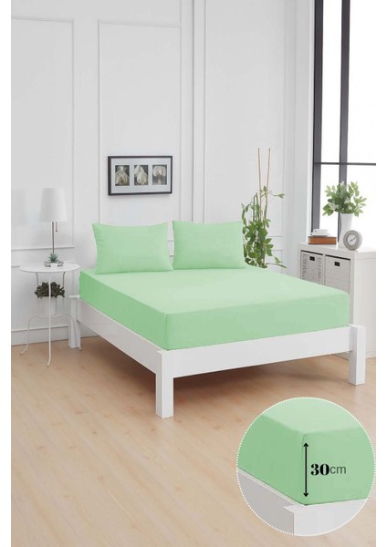 Mirava Premium %100 Pamuk Penye Lastikli Tek Kişilik Çarşaf Takımı (1 Yastık Kılfı Dahil) Mint Yeşil 100X200CM modelleri