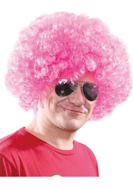 Açık Pembe Renk Kıvırcık Afro Bonus Peruk