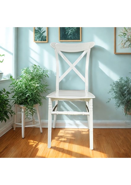 4 Adet Asil Beyaz Crossback Sandalye – Zarif ve Modern Model modelleri