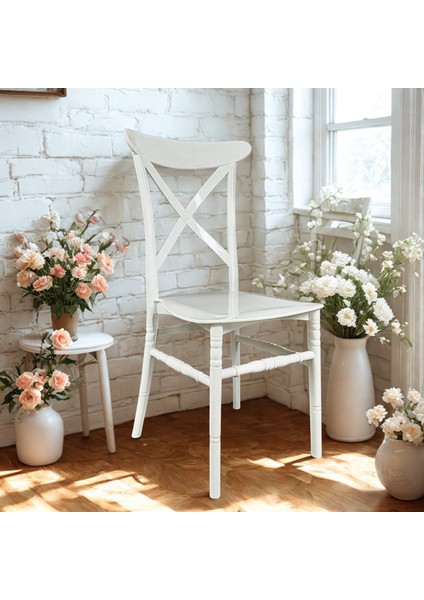 4 Adet Asil Beyaz Crossback Sandalye – Zarif ve Modern Model fiyatları