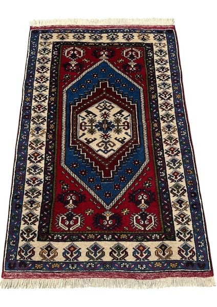 El Dokuma Sıfır Yahyalı Halısı 94X150 Lacivert %100 Yün Halı