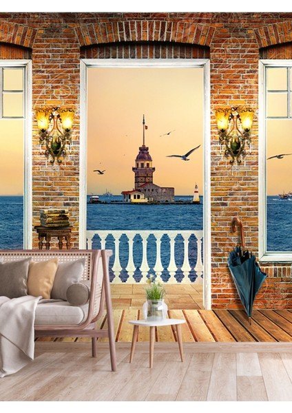 Kız Kulesi Manzaralı Isı ve Ses Yalıtımlı Sağlıklı Tekstil Duvar Kağıdı