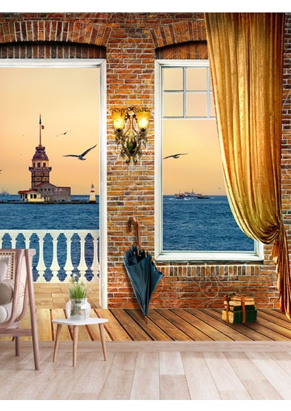 Kız Kulesi Manzaralı Isı ve Ses Yalıtımlı Sağlıklı Tekstil Duvar Kağıdı fiyatları