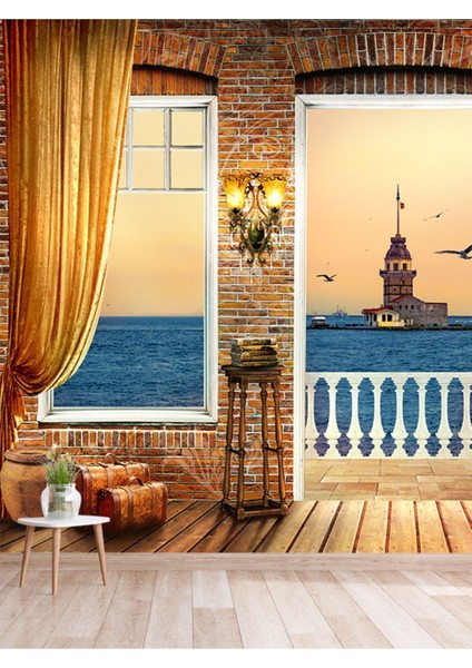 Kız Kulesi Manzaralı Isı ve Ses Yalıtımlı Sağlıklı Tekstil Duvar Kağıdı modelleri