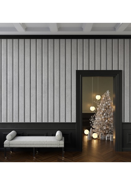 Duvar Kağıdı 3 Boyutlu Gri Dikey Taş Desenli Isı ve Ses Yalıtımlı Sağlıklı Tekstil &ebat Seçenekli