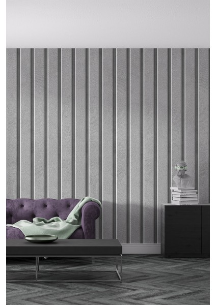 Duvar Kağıdı 3 Boyutlu Gri Dikey Taş Desenli Isı ve Ses Yalıtımlı Sağlıklı Tekstil &ebat Seçenekli indirimleri