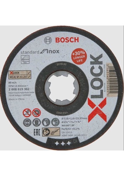Bosch Xlock Inox Kesici 115X1X22,23 mm