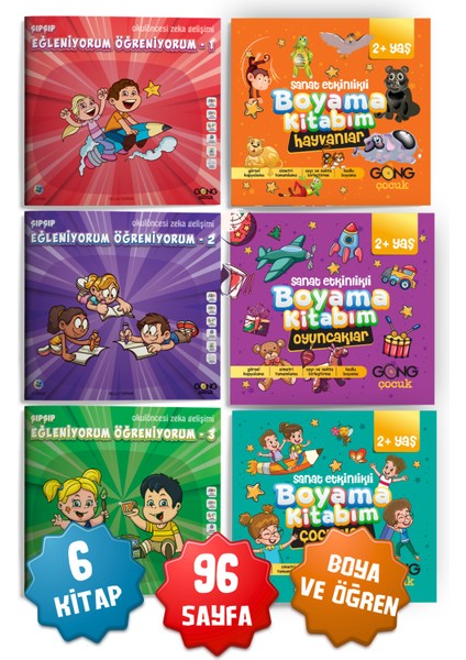 2li Set Sanat Etkinlikli Boyama Kitabı ve Şıp Şıp Eğleniyorum Öğreniyorum 6'lı Çocuk Kitap Seti