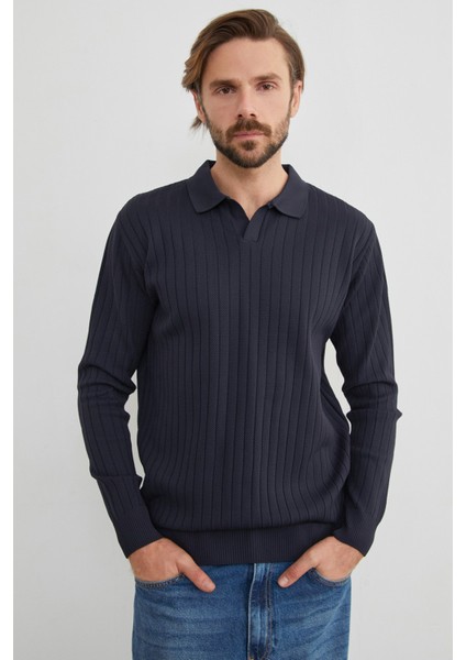 Basic Polo Yaka Triko Kazak