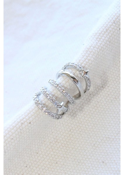 Çoklu Görünüm Zirkon Taşlı Minik Yıldızlı Model Earcuff Kıkırdak Küpe