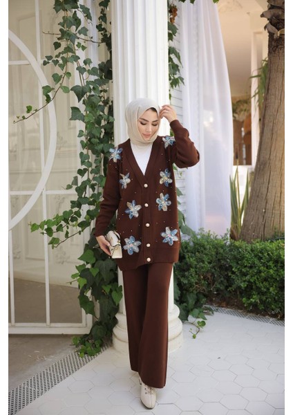 Sude Triko Hırka Pantolon Takım Tesettür Kadın Giyim ST2198