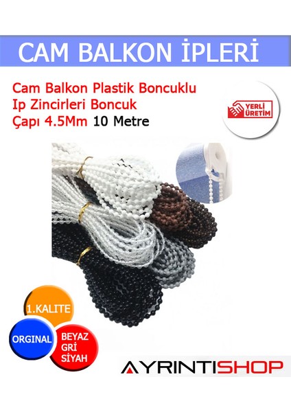 Cam Balkon Plastik Boncuklu Ip Zincirleri Boncuk Çapı 4.5mm 10 Metre fiyatları