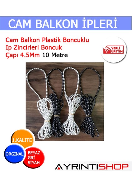 Cam Balkon Plastik Boncuklu Ip Zincirleri Boncuk Çapı 4.5mm 10 Metre modelleri