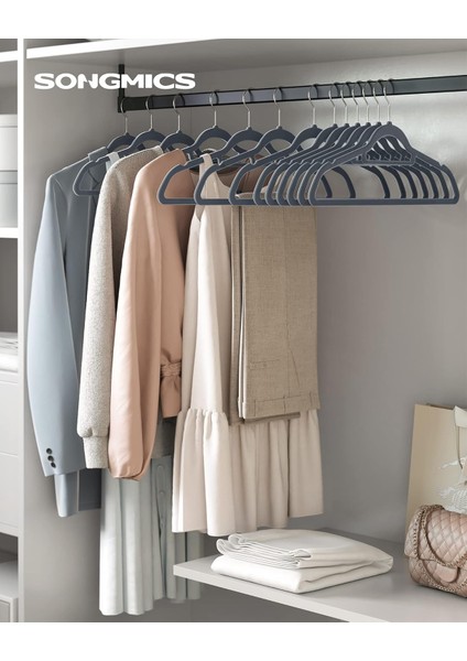 CRF100VX 100 Adet Kadife Elbise Askısı, Kaymaz Yüzeyli Askı Seti, Yer Tasarrufu Sağlayan El fiyatları