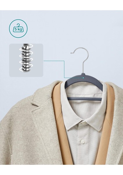 CRF100VX 100 Adet Kadife Elbise Askısı, Kaymaz Yüzeyli Askı Seti, Yer Tasarrufu Sağlayan El fırsatları