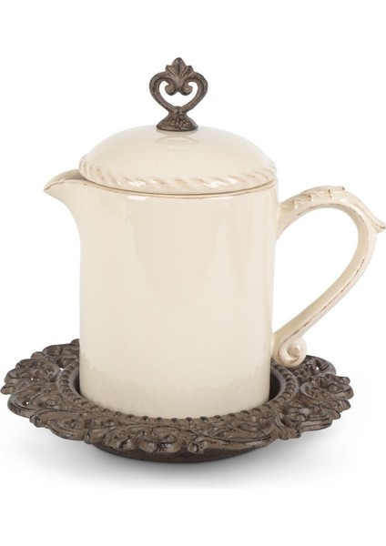 Stonewr Sauce Jar W/ Metal Bse
