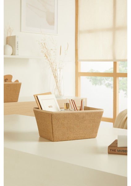 Jüt Dolap İçi Çamaşır Oyuncak Düzenleyici Katlanır Saklama Kutusu Sepet 27x20x13,5 cm