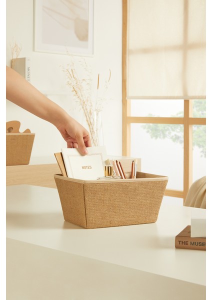 Jüt Dolap İçi Çamaşır Oyuncak Düzenleyici Katlanır Saklama Kutusu Sepet 27x20x13,5 cm fiyatları