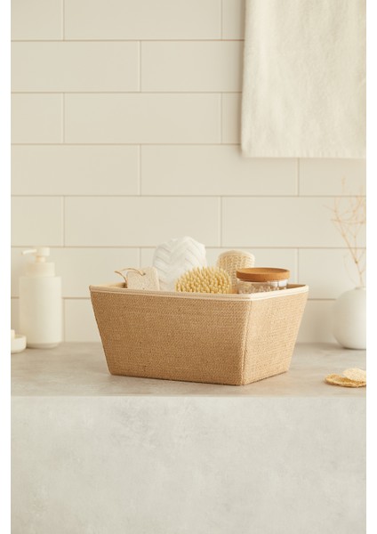 Jüt Dolap İçi Çamaşır Oyuncak Düzenleyici Katlanır Saklama Kutusu Sepet 27x20x13,5 cm modelleri