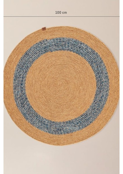 Yeni Sezon Vernal Yuvarlak Kilim - Naturel/mavi - 100 cm - Naturel/mavi indirimleri