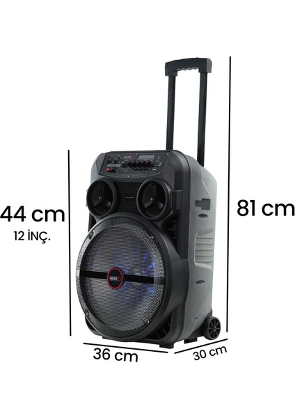 MXR-280 Taşınabilir Mikrofonlu Işıklı Akülü Ses Sistemi Hoparlör (12 Inç 280 Watt) fırsatları