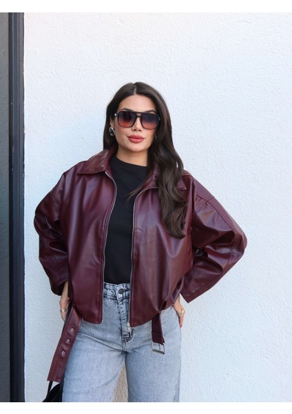 Kemerli Bomber Deri Ceket fiyatları