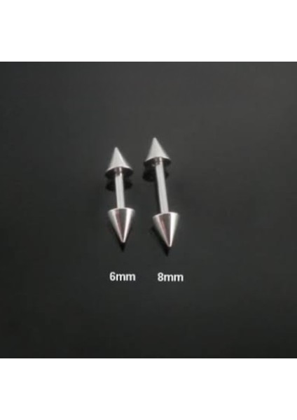 316 L Cerrahi Çelik Iki Tarafı Spike Uçlu Piercıng Küpesi-Spike Çap 3mm /bar 1,2 mm - 1 Adet modelleri