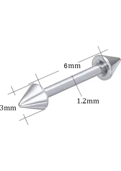 316 L Cerrahi Çelik Iki Tarafı Spike Uçlu Piercıng Küpesi-Spike Çap 3mm /bar 1,2 mm - 1 Adet fırsatları
